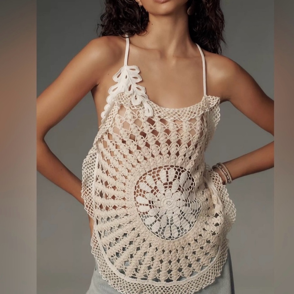 ANTHROPOLOGIE Pieced Crochet Sweater Tank NWT Size XX-Small